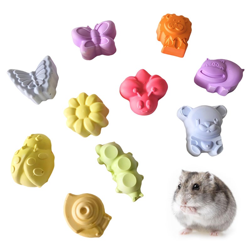 Hamiledyi 10 Pieces Hamster Teeth Grinding Lava Block Calcium Stone Chew Toys for Chinchillas Rabbits Gerbil Guinea Pig Syrian Hamster Squirrel Ferret - Image 1